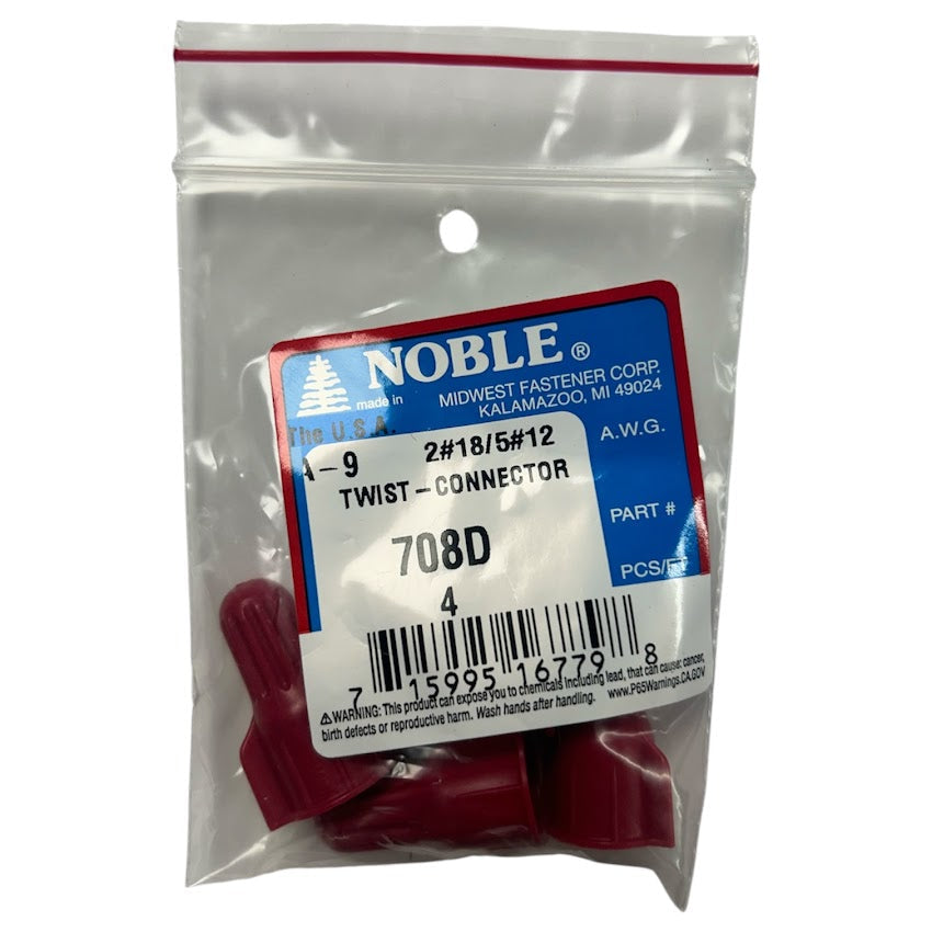 Noble Red Twist-On Wire Connector – 2x#18 to 5x#12, 4-Pack #708D Noble