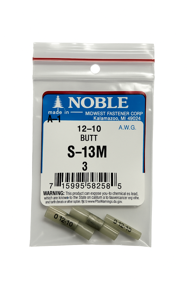 Noble Terminal Butt Splice – Nylon 12–10 GA (3-Pack) #S-13M Noble