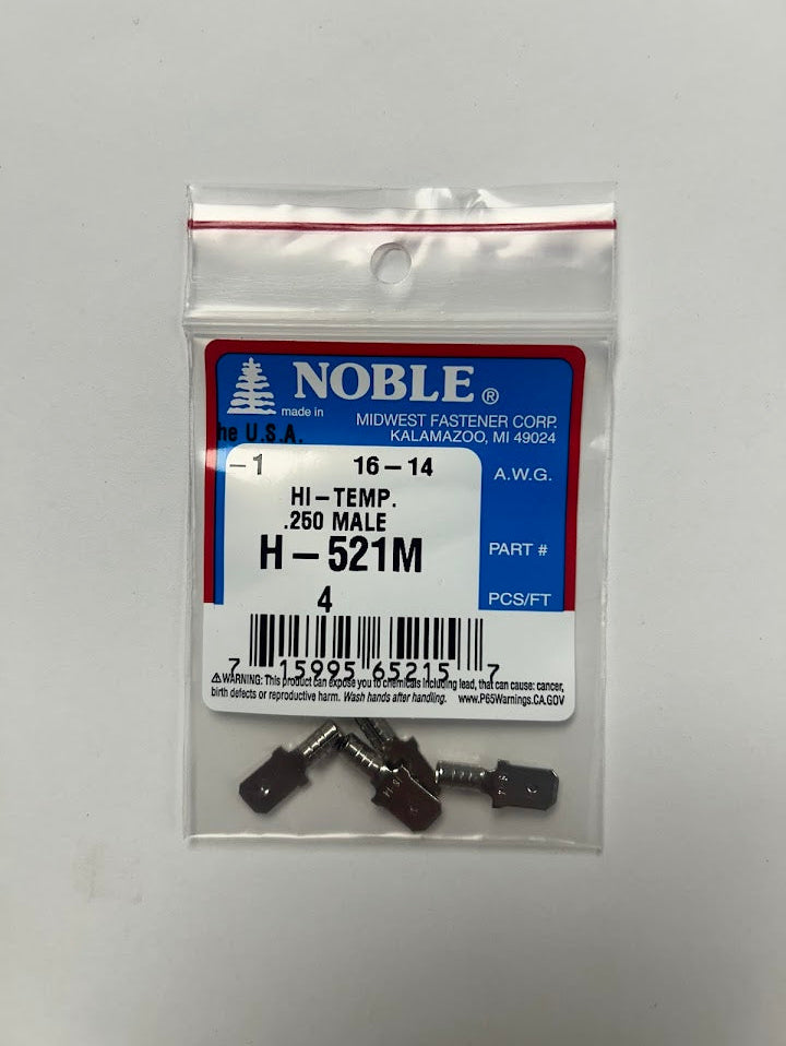Noble Terminal Disconnect Male High-Temp – .250 16-14GA (4-Pack) #H-521M Noble