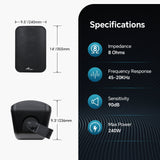 8” 2-Way Weatherproof Professional Monitor Speaker (ODP-870T-BLK), Sold individually Audiopipe