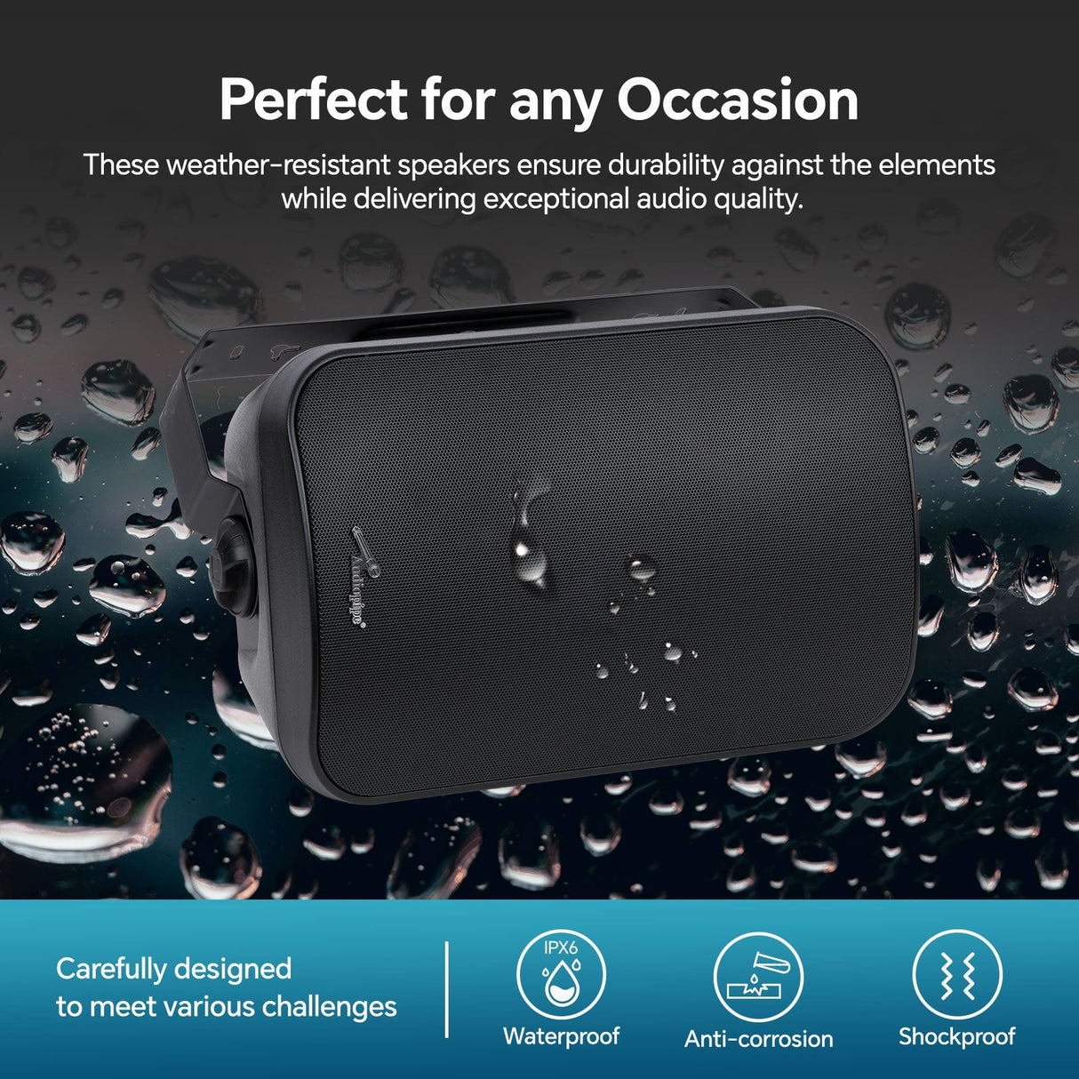 8” 2-Way Weatherproof Professional Monitor Speaker (ODP-870T-BLK), Sold individually Audiopipe