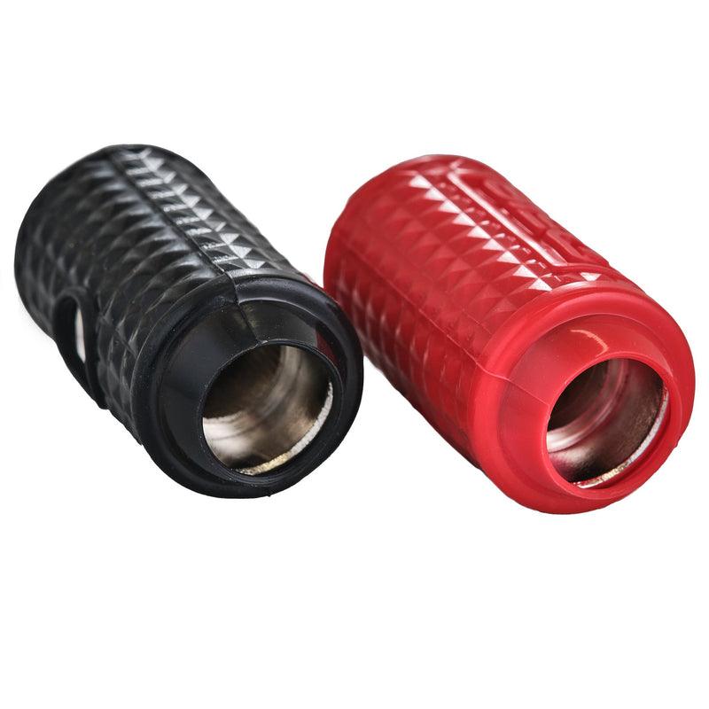 1/0-GA to 1/4-GA Amp Input Reducers with Offset Stub and Silicone Cover - BLACK/RED
