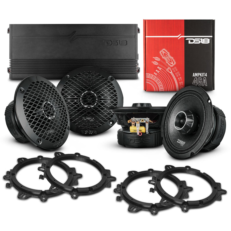 6.5" PRO Midrange Coaxial Speakers with Amplifier and OEM Adapters