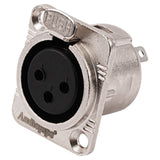 3 PIN XLR Female Chassis Socket (PRA-3FD-NKL) Audiopipe