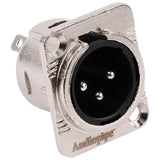 3 PIN XLR Male Chassis Socket (PRA-3MD-NKL) Audiopipe