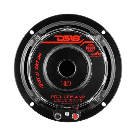 DS18 PRO-CF6.4NR 6.5" 250W RMS Neodymium Carbon Fiber Water Resistant Cone Midbass Speaker (Single) DS18