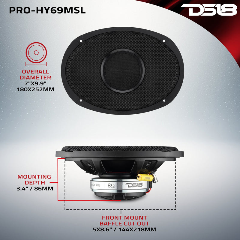 PRO 6x9” Hybrid Slim Loudspeaker with Water-Resistant Cone and Compression Driver Horn | 175W RMS 8-Ohm