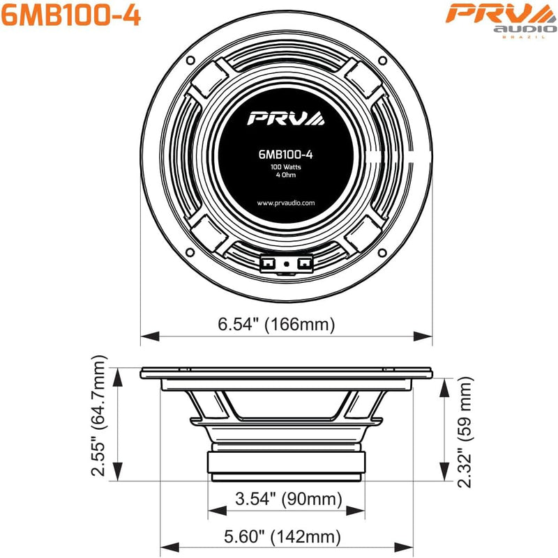6MB100-4 (PAIR) | 6.5" MIDBASS LOUDSPEAKER PRV