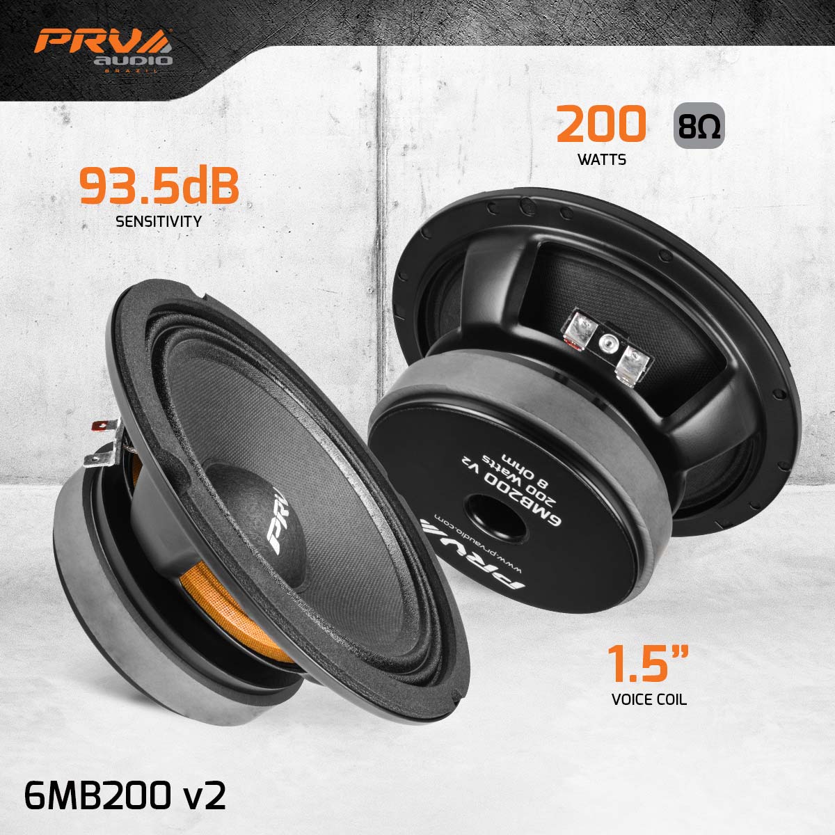PRV AUDIO 6.5 Inch Midbass Speaker 6MB200 v2 8 Ohm PRV