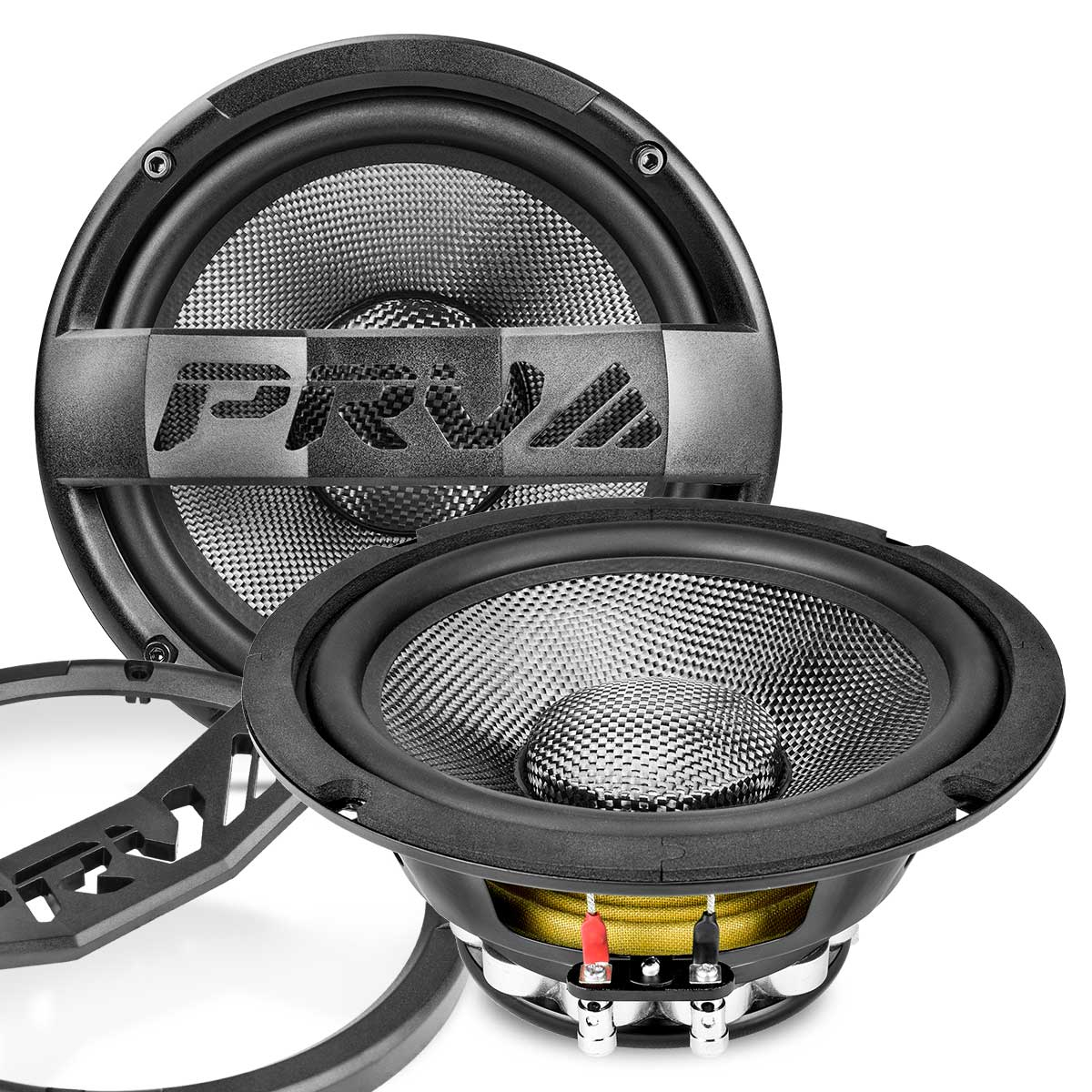 PRV AUDIO Carbon Fiber 8" Midrange Speaker 500 Watts 4 Ohm Neodymium 8MR500CF-NDY-4 Water Resistant Pro PRV