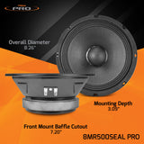 PRV 8″ Sealed Basket Midrange 8MR500SEAL PRO Audio Speaker / 8 Ohm – High Performance Waterproof Cone PRV