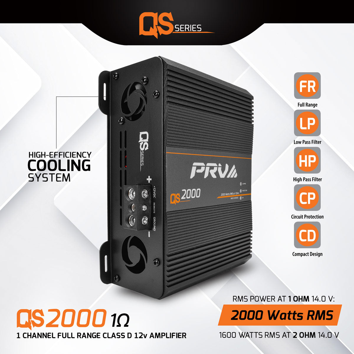 PRV Audio QS2000 1 Ohm 2000 Watt Amp Car Audio Amplifier PRV