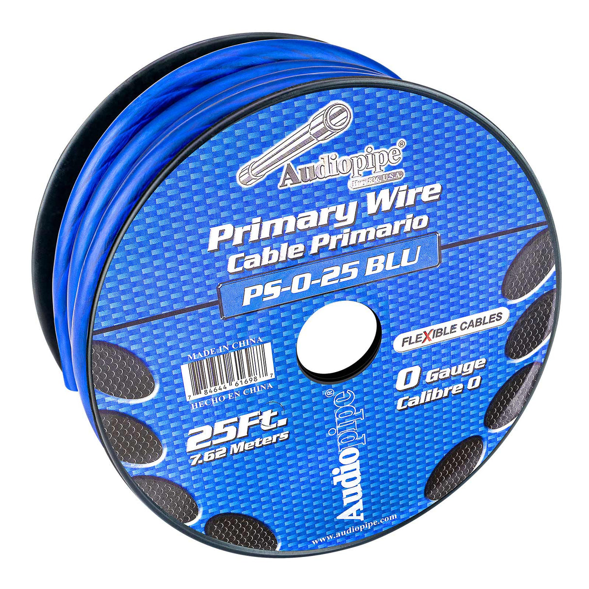 25Ft Primary Wire (PS-0-25 BLU) Audiopipe