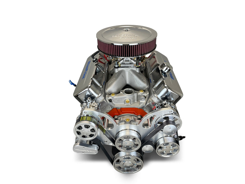 GM Big Block Compatible 502 c.i. Pro Series Engine - 627 Horsepower - Deluxe Dressed -Polished Pulley Kit - Carbureted