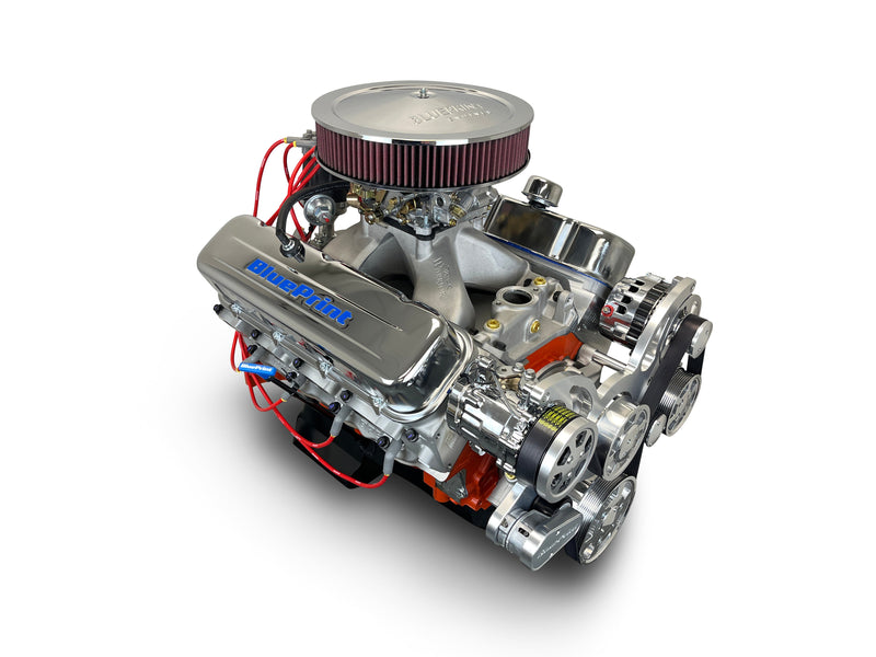 GM Big Block Compatible 502 c.i. Pro Series Engine - 627 Horsepower - Deluxe Dressed -Polished Pulley Kit - Carbureted