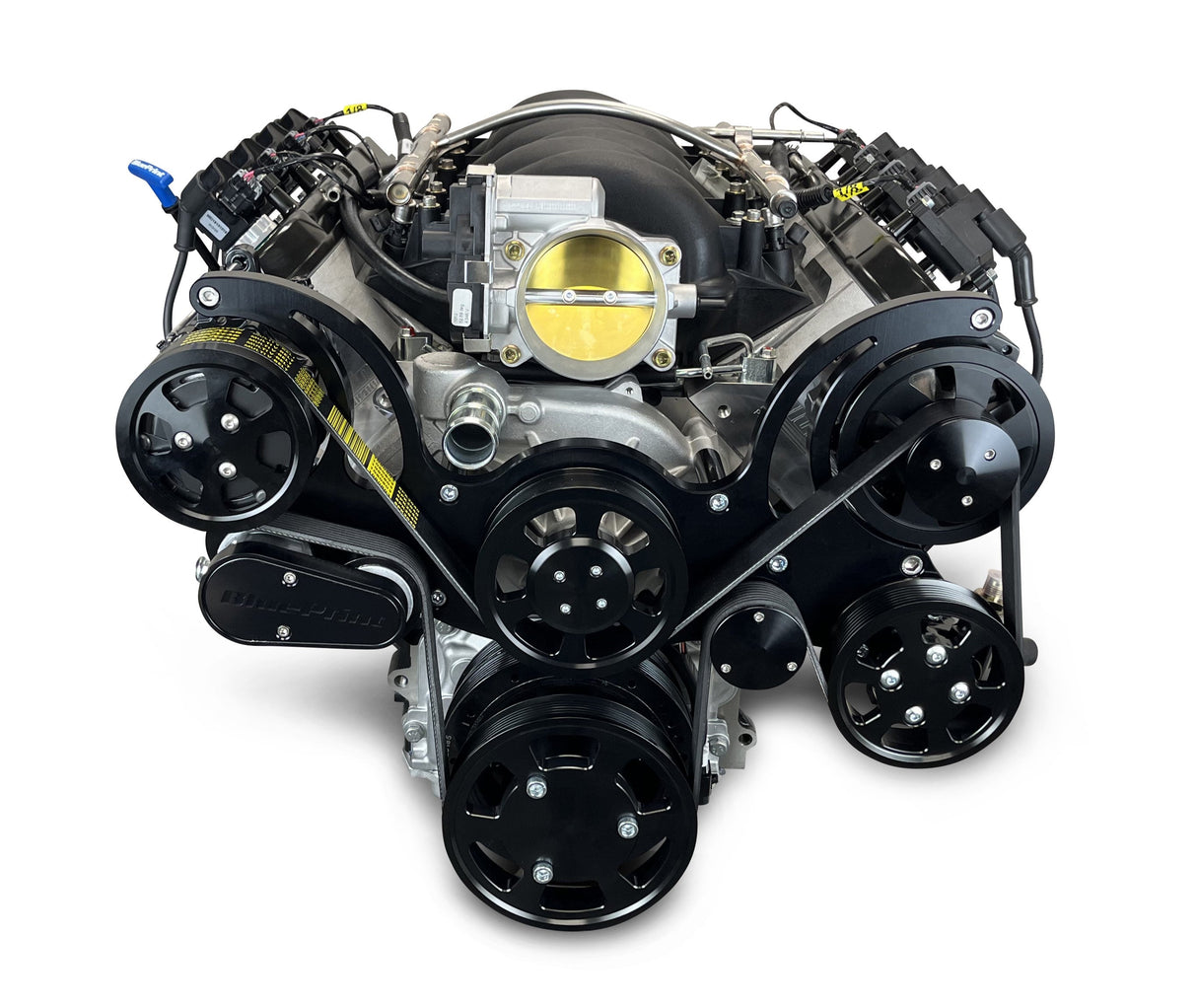 GM LS Compatible 376 c.i. Pro Series Engine - 530 Horsepower - Deluxe Dressed - Black Pulley Kit - Holley Terminator X EFI System