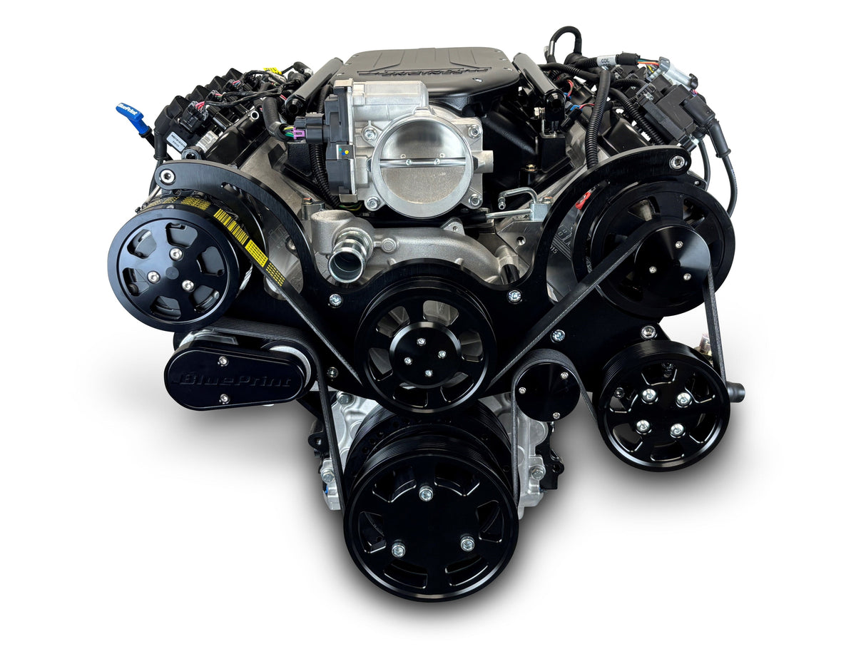 GM LS Compatible 376 c.i. Pro Series Engine - 510 Horsepower - Deluxe Dressed - Black Pulley Kit - Holley Terminator X EFI System