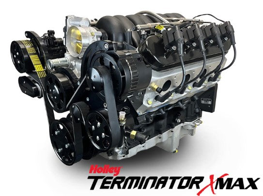 GM LS Compatible 427 c.i. Pro Series Engine - 605 Horsepower - Deluxe Dressed - Black Pulley Kit - Holley Terminator X EFI System