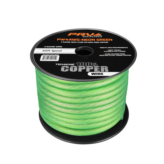 PRV PW4AWG-NEON GREEN 50ft Roll PRV Audio