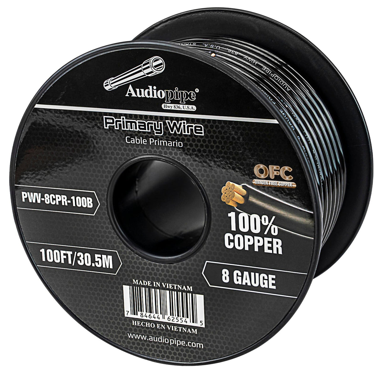 100Ft 8 Gauge Primary Wire (PWV-8CPR-100B) Audiopipe