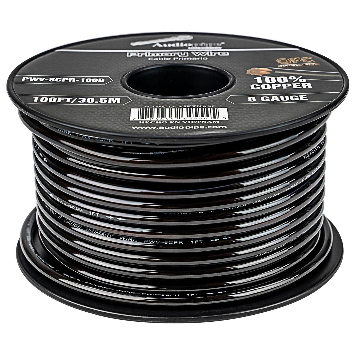 100Ft 8 Gauge Primary Wire (PWV-8CPR-100B) Audiopipe