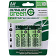 Ultralast Green Everyday Rechargeable AA NiMH Batteries, 4 pk TekShack