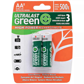 Ultralast Green High-Power Rechargeable AA NiMH Batteries UltraLast