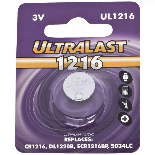 Ultralast UL1216 CR1216 Lithium Coin Cell Battery UltraLast