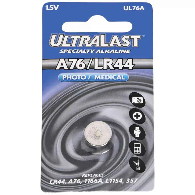 Ultralast UL76A Alkaline Photo/Medical Button Cell Battery UltraLast