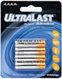 Ultralast ULA4AAA AAA Alkaline Battery, 4 pack UltraLast