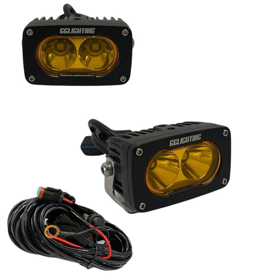 GP10 Offroad LED Pod Bundle Amber With Free Wiring Harness GGLighting