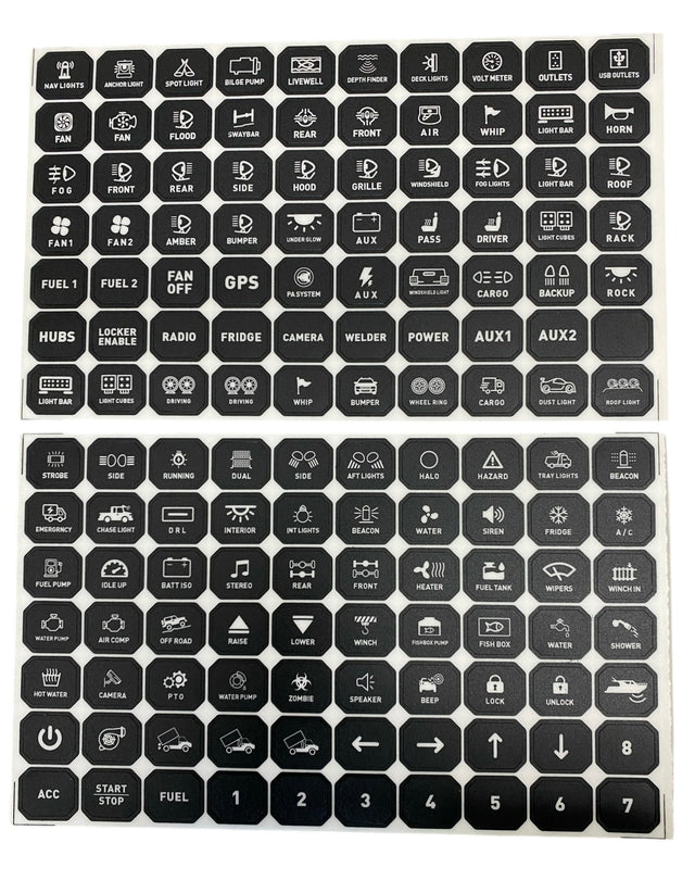 Replacement Sticker Sheets For GG Lighting 8 or 12 Gang Switch Panel GGLighting