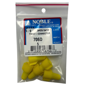 Noble Yellow Twist-On Wire Connector – 3x#20 to 3x#12, 5-Pack #706D Noble
