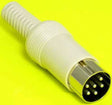 Premium DIN Connector Plug: 6 pin, In Line Male, Solder cup, Gray TekShack