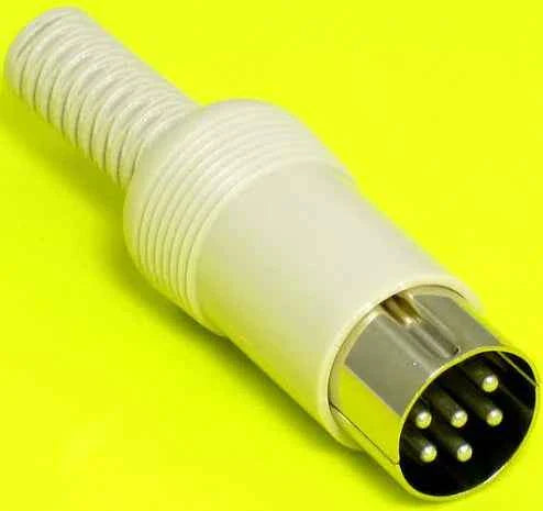 Premium DIN Connector Plug: 6 pin, In Line Male, Solder cup, Gray TekShack
