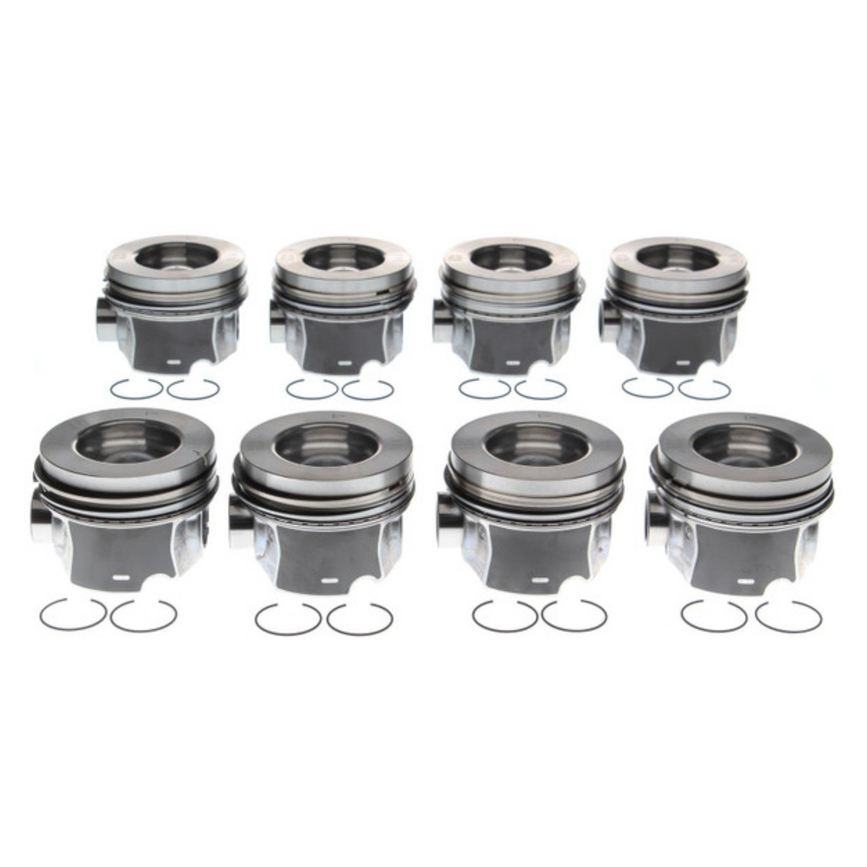 2011-2016 Duramax LML Mahle Set of 8 Pistons w/ Rings - .75MM - Reduced Compression (224-3985WR-0.75MM)