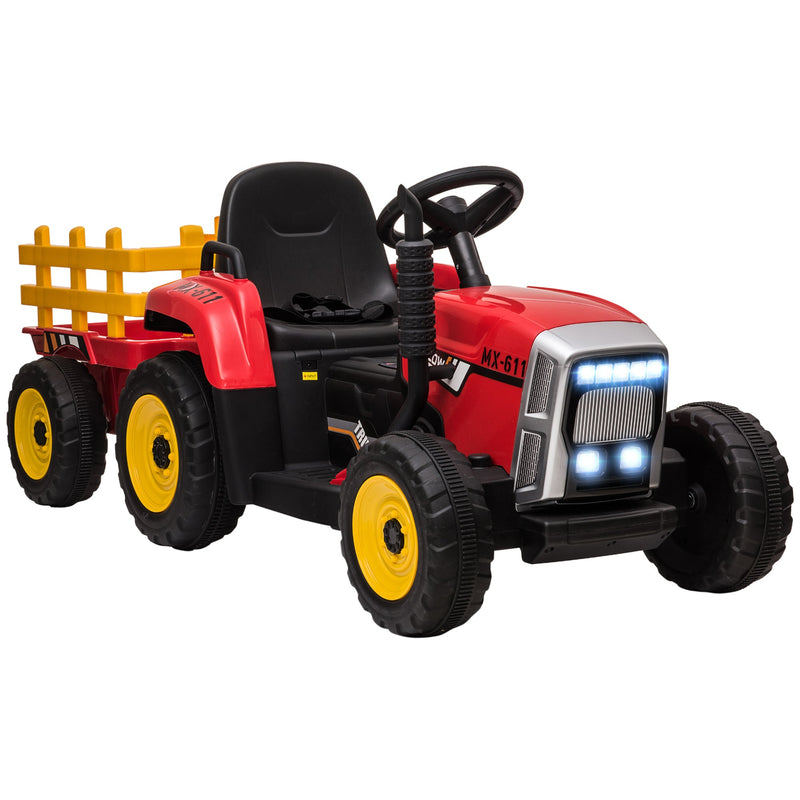 12V Electric Tractor with Trailer and Dual Motors for Kids