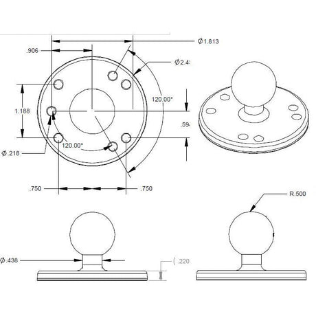 RAM Round Plate with Ball