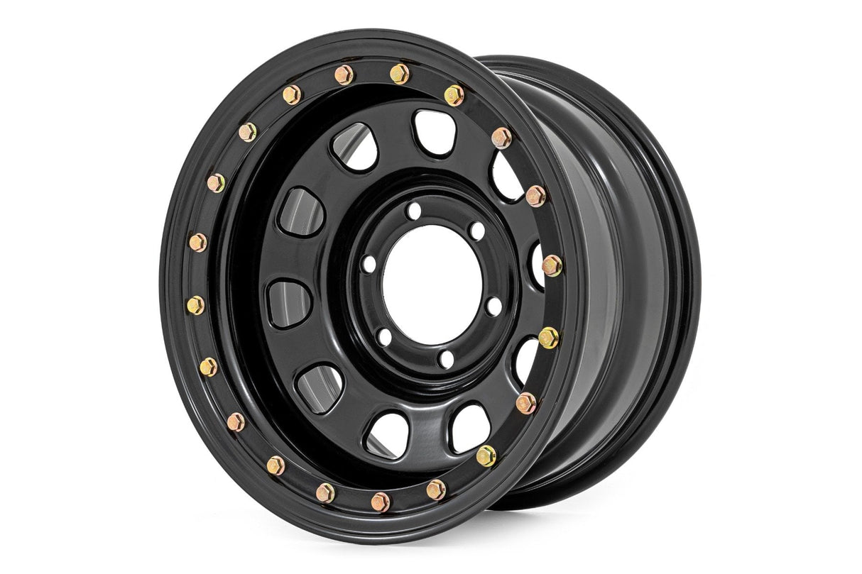 Steel Simulated Bead Lock Wheel Black 15x10 5x4.5 3.30 Bore -39 Rough Country