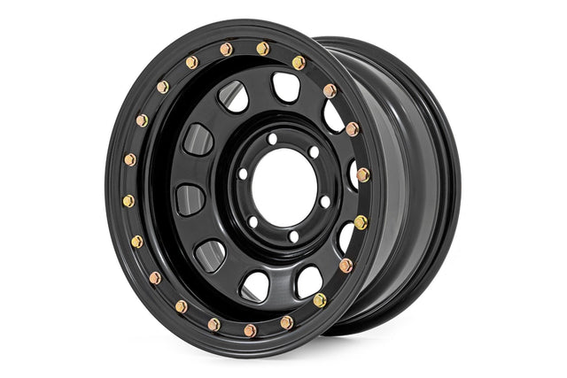 Steel Simulated Bead Lock Wheel Black 15x10 5x4.5 3.30 Bore -39 Rough Country