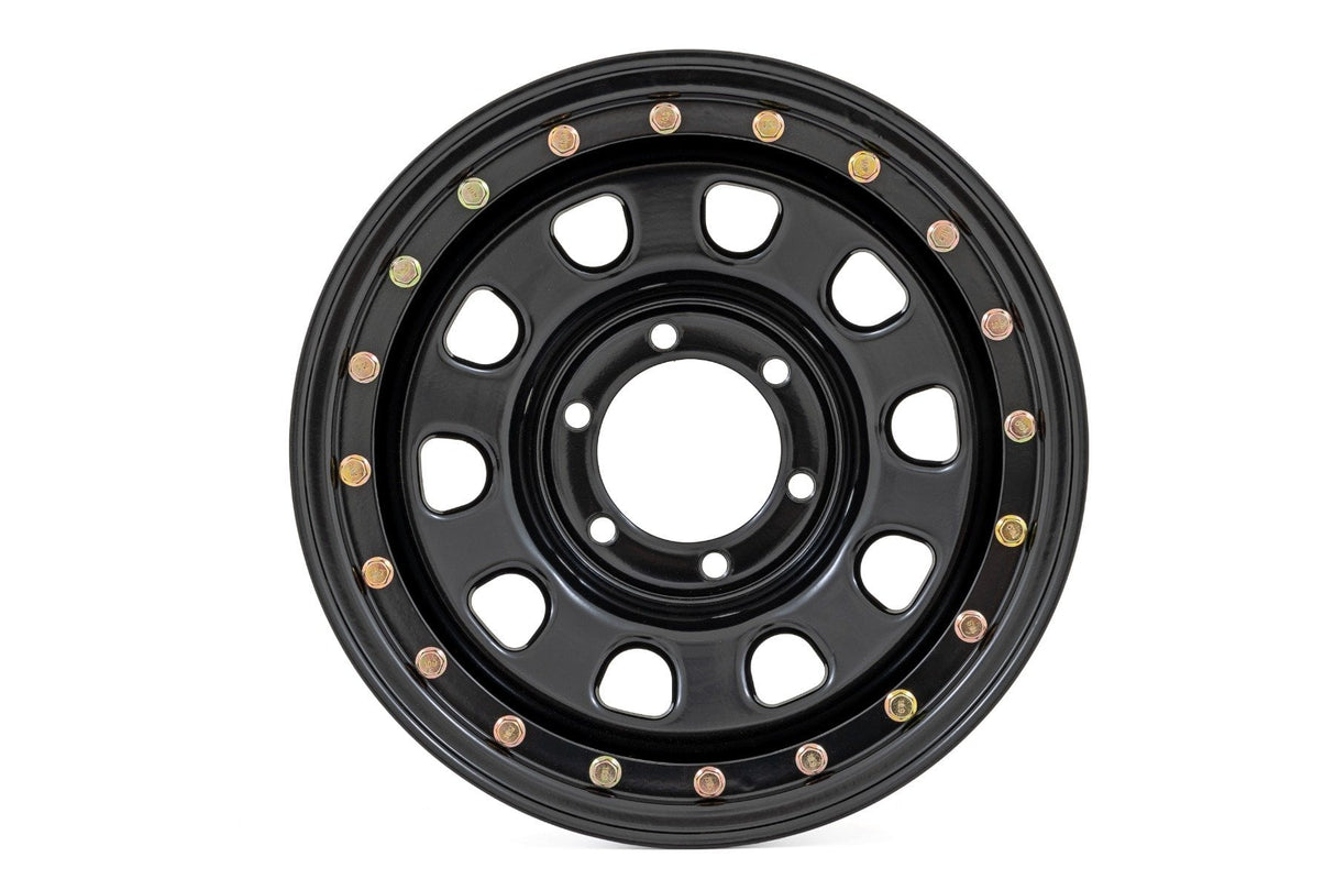 Steel Simulated Bead Lock Wheel Black 15x10 5x4.5 3.30 Bore -39 Rough Country