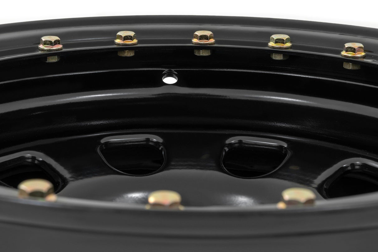 Steel Simulated Bead Lock Wheel Black 15x10 5x4.5 3.30 Bore -39 Rough Country