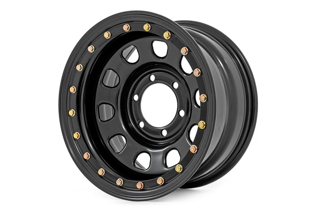 Steel Simulated Bead Lock Wheel Black 16x8 6x5.5 4.25 Bore -12 Rough Country