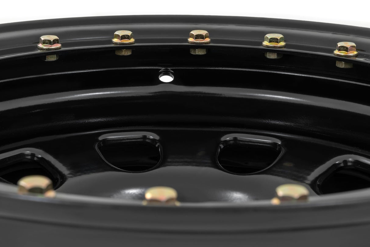Steel Simulated Bead Lock Wheel Black 16x8 6x5.5 4.25 Bore -12 Rough Country
