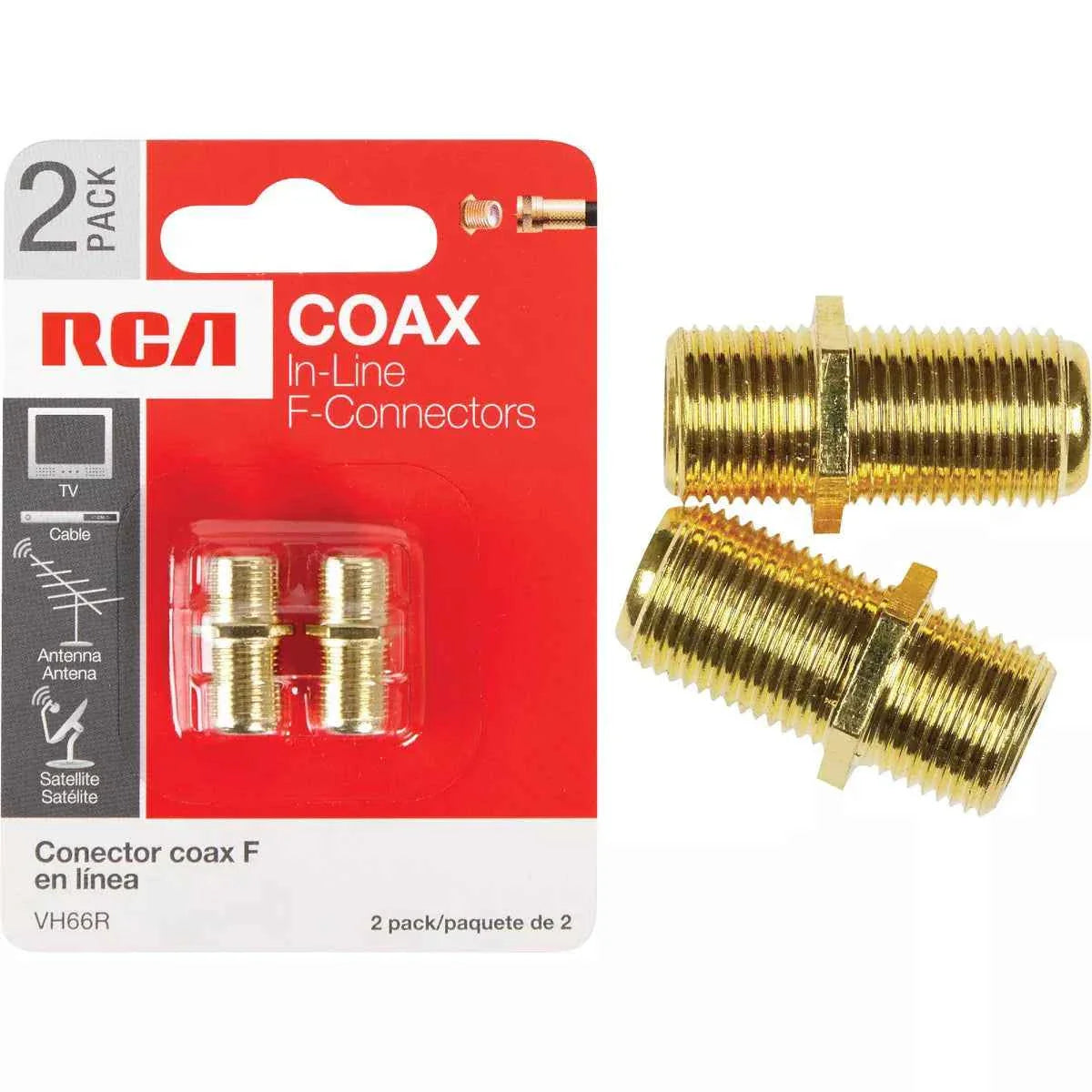 RCA In-Line Feed-Through Coax Connector (2-Pack) VH66R1 TekShack