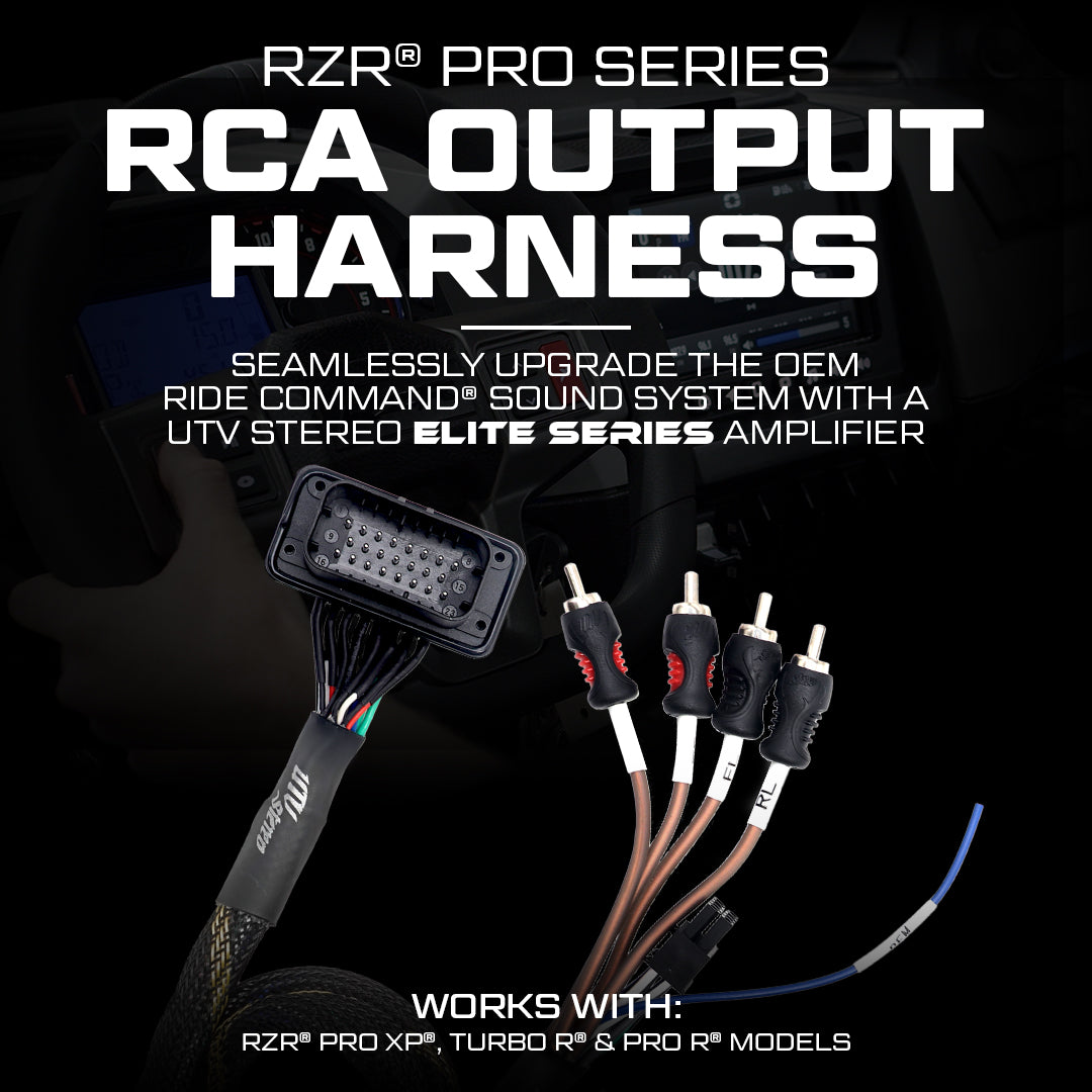 '20-'26 RZR® Pro Series Ride Command Front & Rear RCA Output + Speaker Wire & Remote | UTVS-PRO-RC-RCA-OUT UTV Stereo