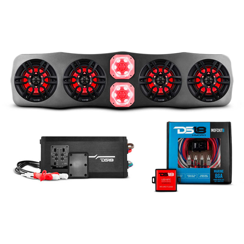 CAN-AM Soundbar With Amplifier and Installation Kit - Loaded with 4x 6.5" Marine Speakers & 2x 4" Super Bullet Tweeters