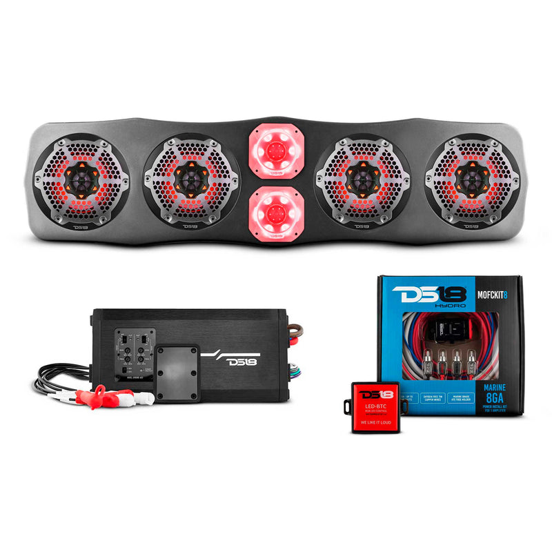 CAN-AM Soundbar With Amplifier and Installation Kit - Loaded with 4x 6.5" Marine Speakers & 2x 4" Super Bullet Tweeters