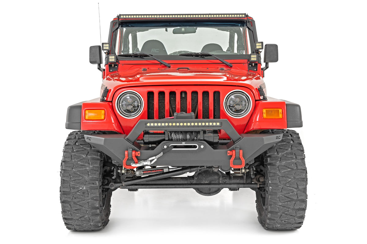 Headlights DRL Halo LED 7 Inch 97-06 Jeep Wrangler TJ 4WD Rough Country