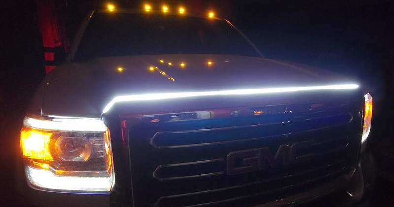 High Power DRL Hood LED Light with Start-up Sequence in White or Amber - Multiple Sizes